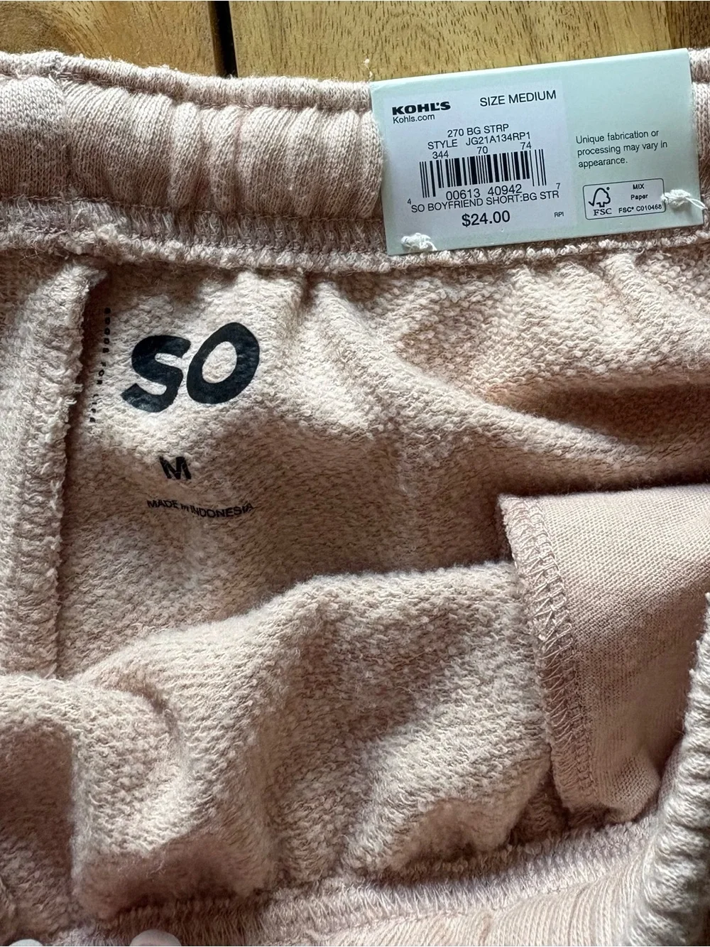 NWT SO Women's Soft Pastel Pink Drawstring Mid Rise Lounge Short Medium